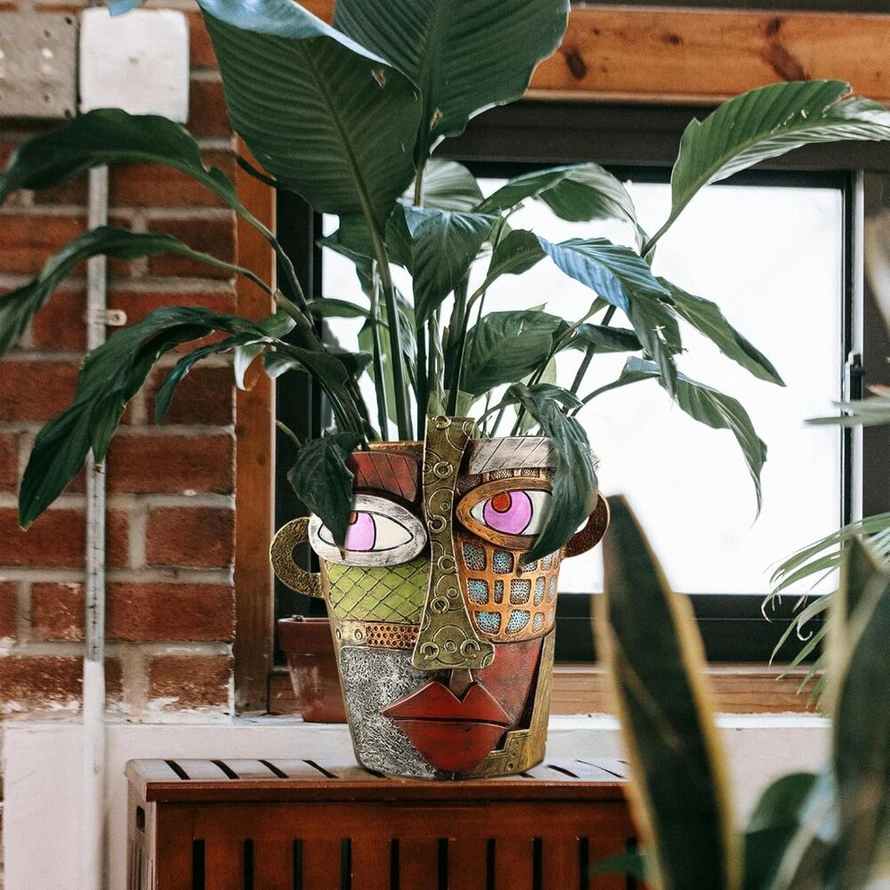 Abstract Face Planters Pots Head,Unique Head Planter for Indoor Plants,Funny Fac - Picture 5 of 8